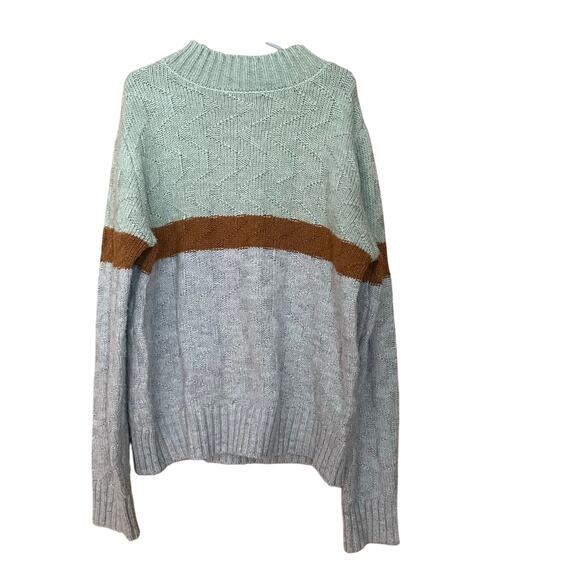 Copper Key Girls Mock Neck Sweater Size Large Gray Mint Green Brown Long Sleeve - Picture 2 of 9